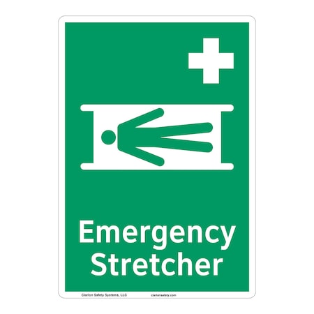 ANSI/ISO Compliant Emergency Stretcher Safety Signs Outdoor Weather Tuff Plastic (S2) 10 X 7